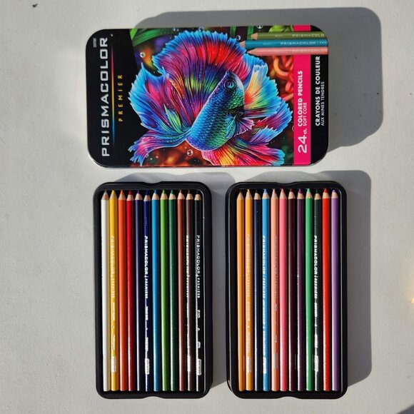 NEW Prismacolor Premier Colored Pencils Soft Core 24 Pack Art Supplies in a Tin - Picture 1 of 15